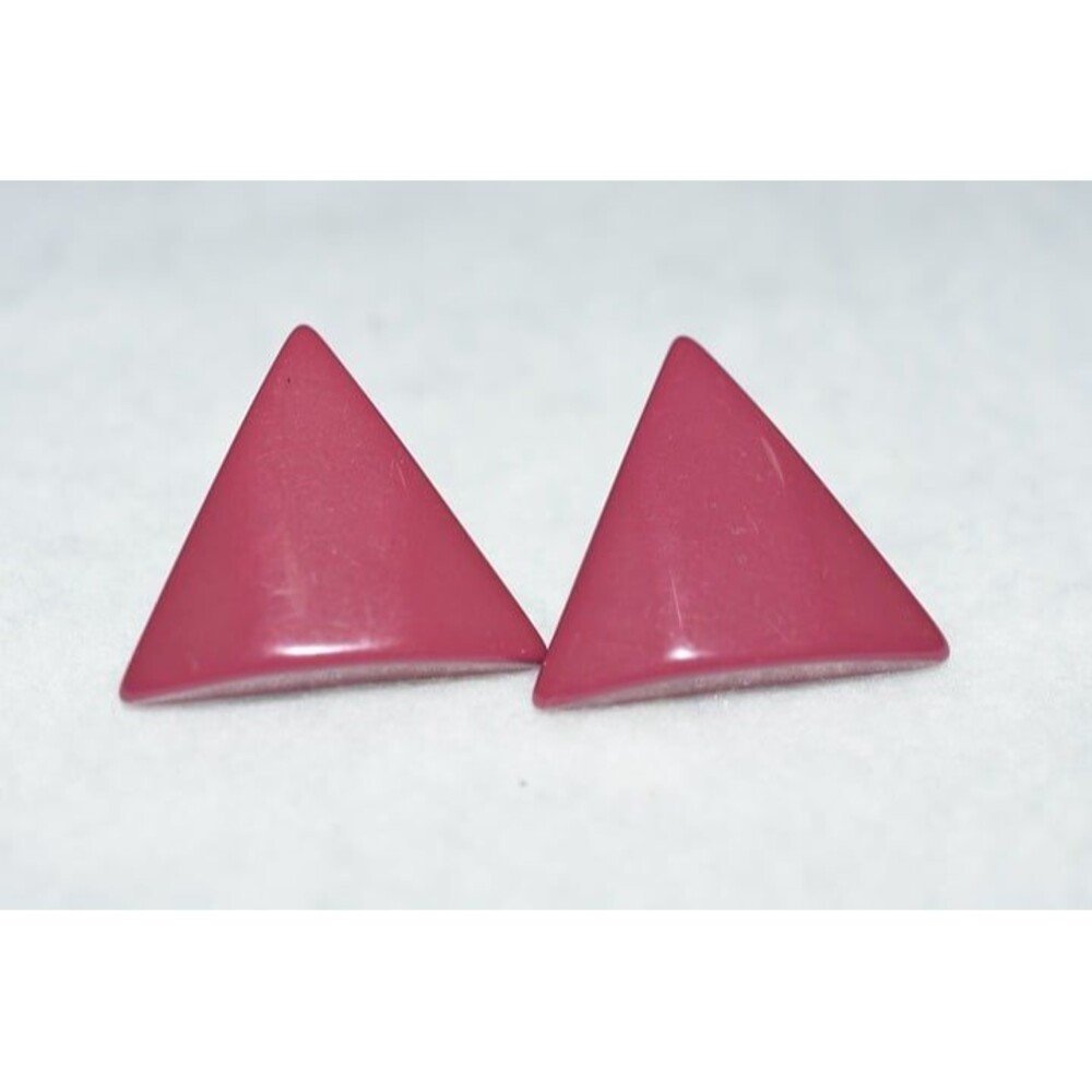 Vintage Geometric Deep Red Triangle Resin Post Earrings